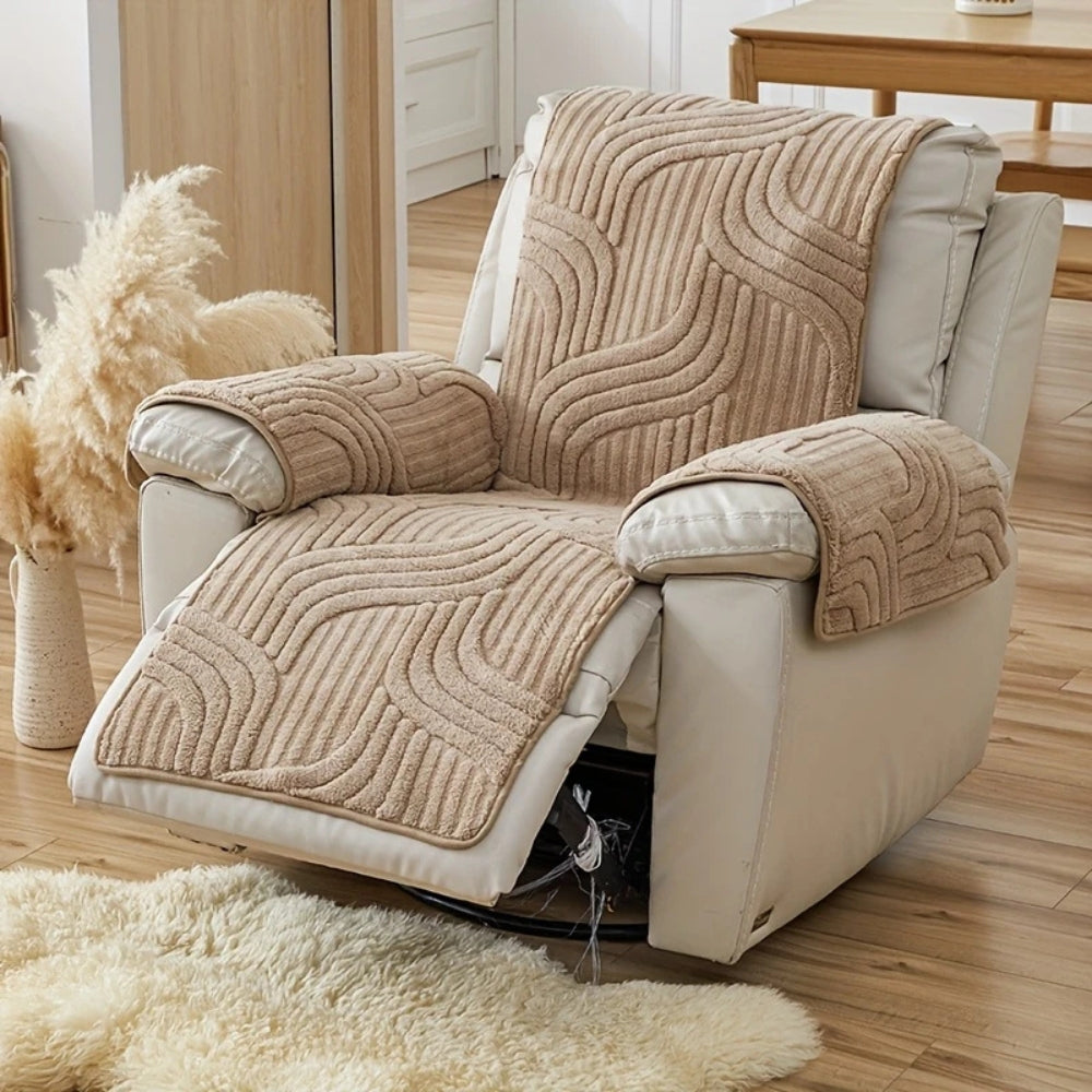 Contemporary Plush Recliner Sofa Cover With Anti-Slip Backing
