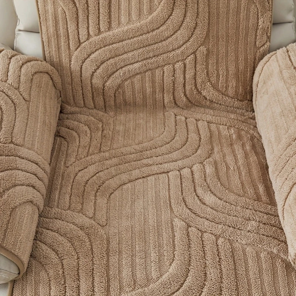 Contemporary Plush Recliner Sofa Cover With Anti-Slip Backing