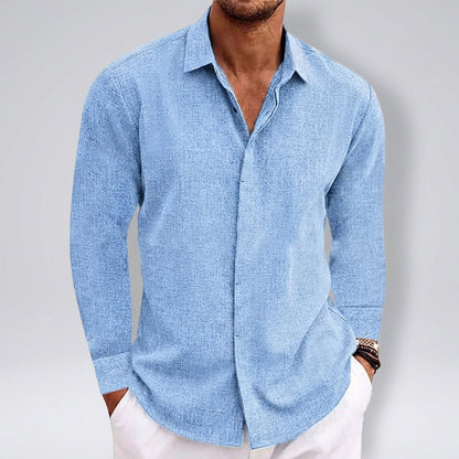 Relaxed Textured Shirt with Pointed Collar and Curved Hem