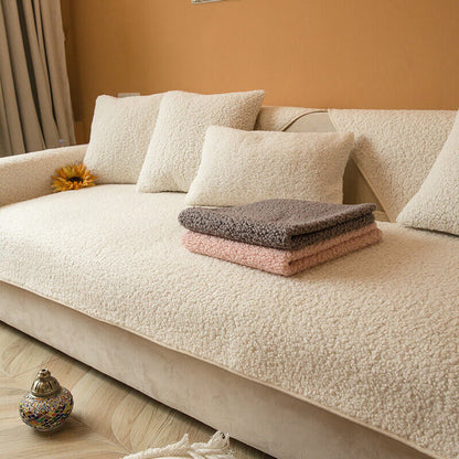 Teddy Fleece Couch Cover With Ultra-Soft Texture