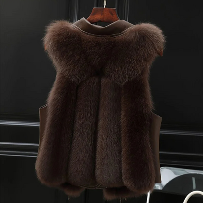 Isla Regular Fit Gilet | Collared Fur Trim Tie-Side Gilet