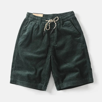 Relaxed Corduroy Knee-Length Shorts with Adjustable Waist Detail