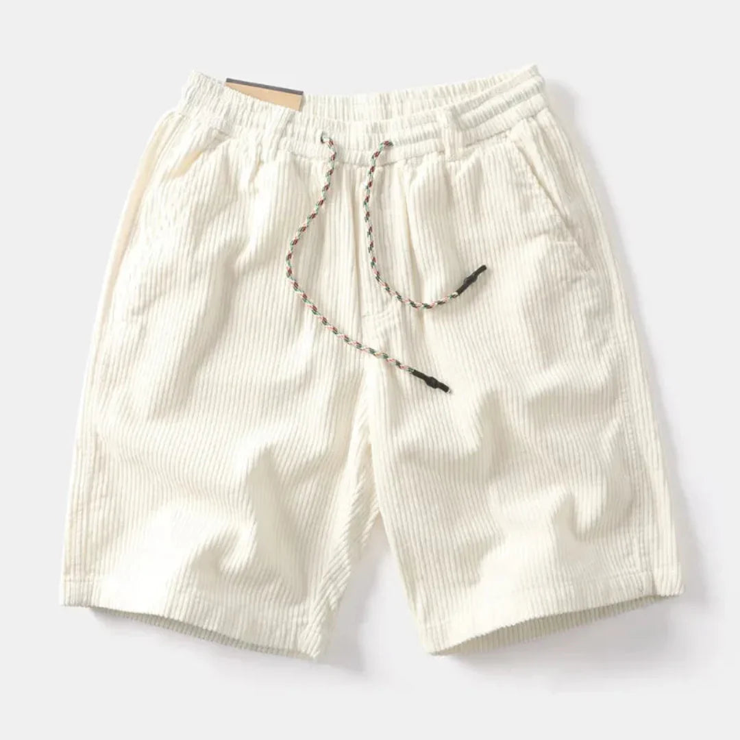 Relaxed Corduroy Knee-Length Shorts with Adjustable Waist Detail