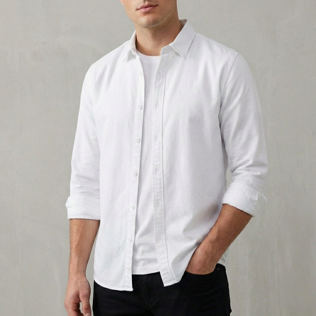 Laurence Relaxed Button-Down Shirt with Shirttail Hem