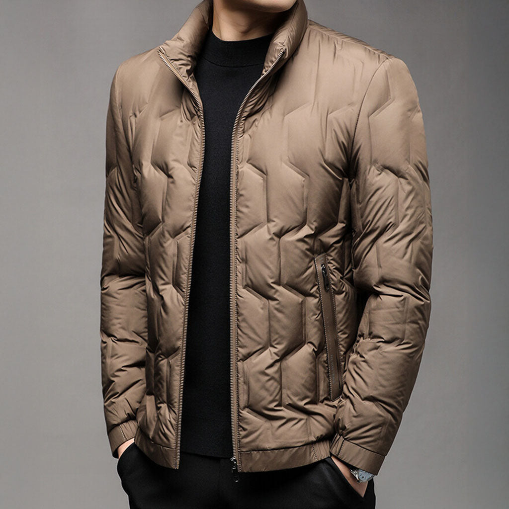Jack Quilted Stand Collar Puffer Jacket | Zip Up Hip-Length Puffer Jacket