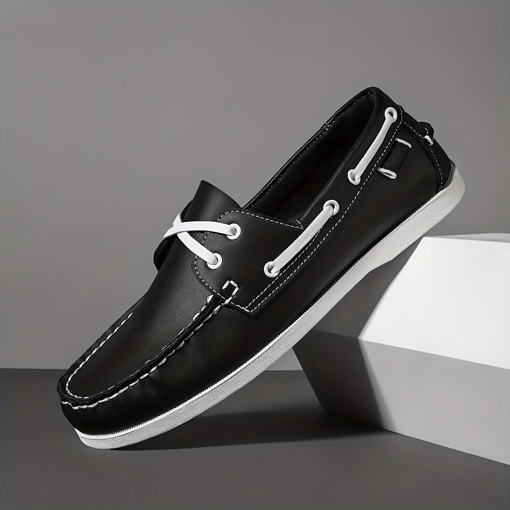Thomas Leather Slip-On Boat Shoes – Color-Blocked Low-Top Design