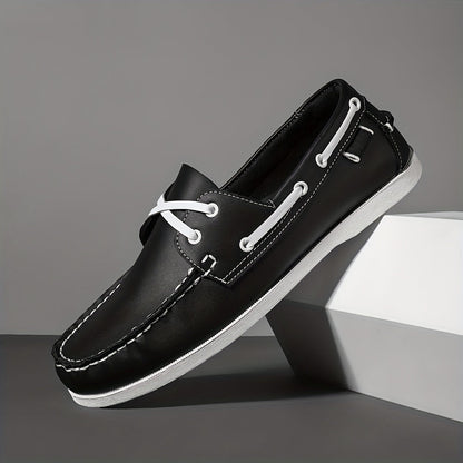 Thomas Leather Slip-On Boat Shoes – Color-Blocked Low-Top Design