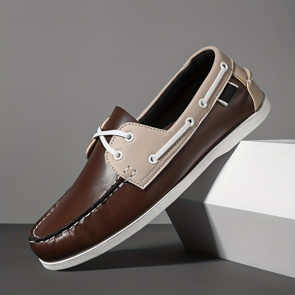 Thomas Leather Slip-On Boat Shoes – Color-Blocked Low-Top Design