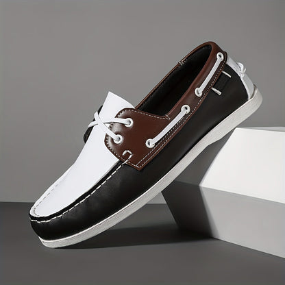 Thomas Leather Slip-On Boat Shoes – Color-Blocked Low-Top Design