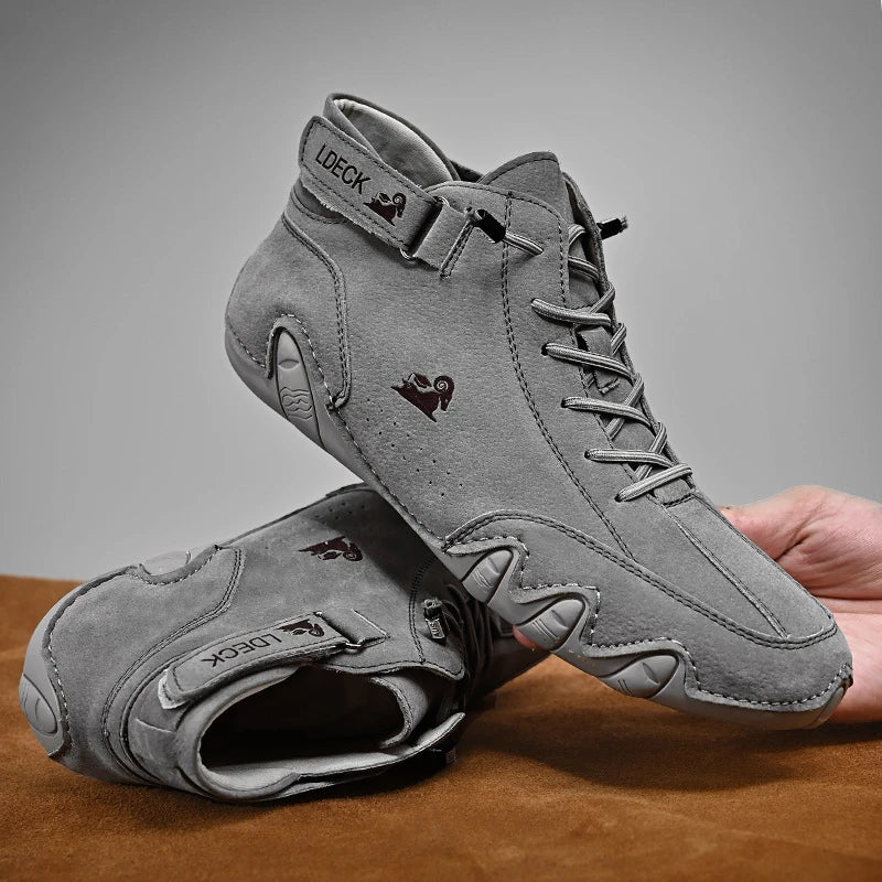 Lace-Up Ankle Boots – Solid Moc Toe Casual Design