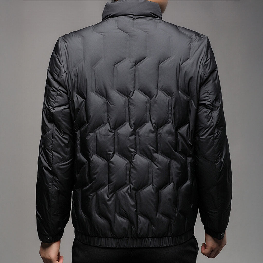 Jack Quilted Stand Collar Puffer Jacket | Zip Up Hip-Length Puffer Jacket