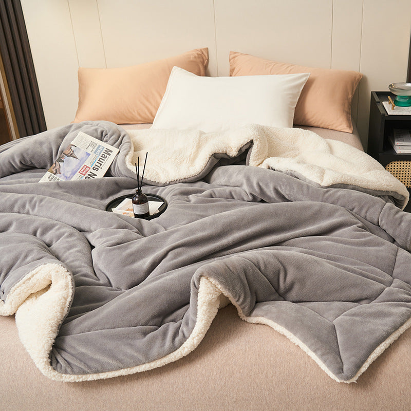 Cozy Sherpa Flannel Throw Blanket