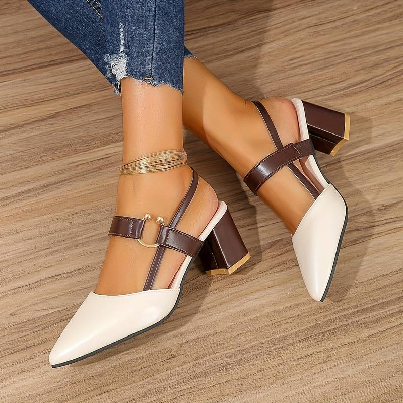 Isla Slingback Pumps | Colorblock Block Heel Pumps
