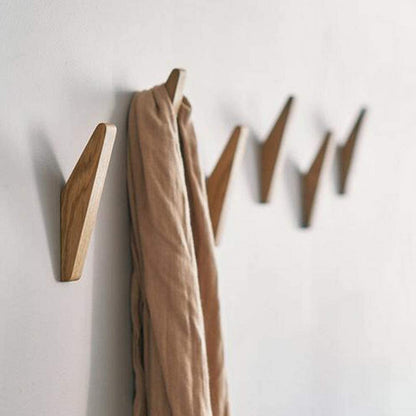 Minimalist Angled Wooden Wall Hook With Geometric Design