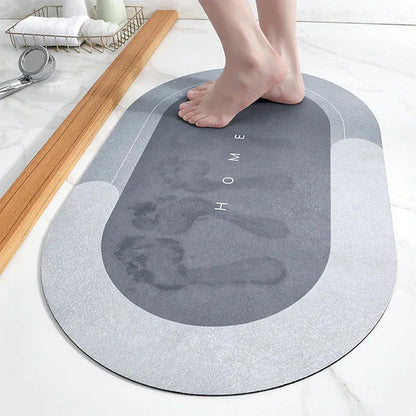 Oval Bath Mat With Non-Slip Absorbent Surface