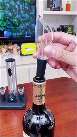 Electric Wine Opener Set With Stainless Steel Finish and Charging Base