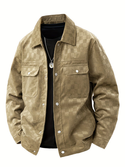 Leo Relaxed Fit Trucker Jacket | Checkered Button Front Trucker Jacket