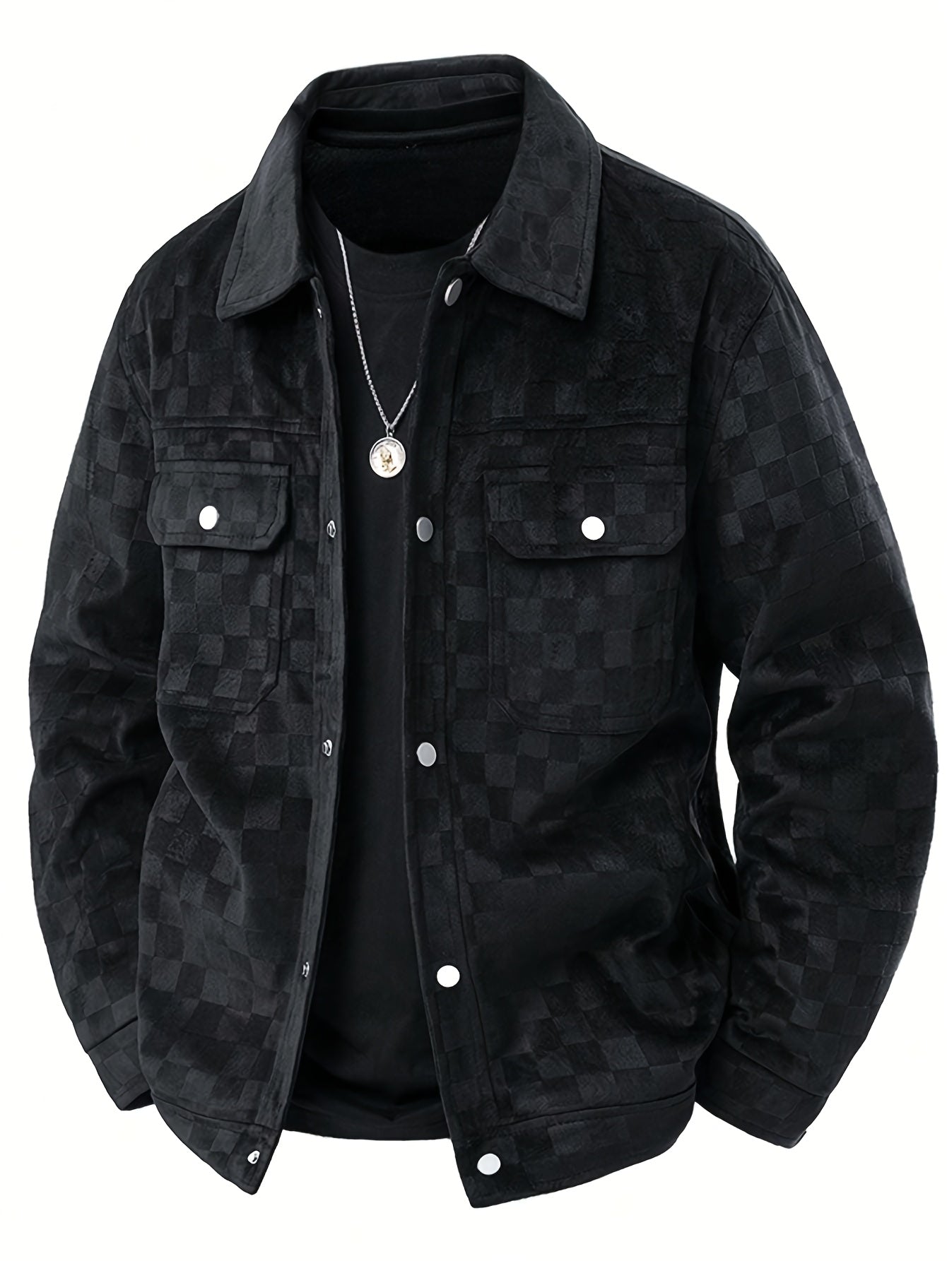 Leo Relaxed Fit Trucker Jacket | Checkered Button Front Trucker Jacket