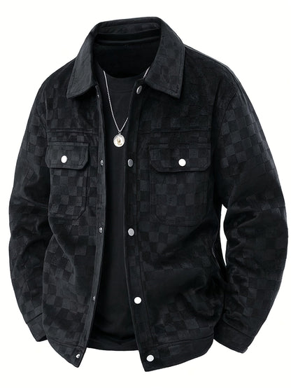 Leo Relaxed Fit Trucker Jacket | Checkered Button Front Trucker Jacket