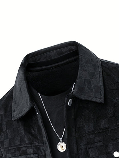 Leo Relaxed Fit Trucker Jacket | Checkered Button Front Trucker Jacket