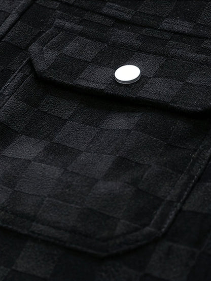 Leo Relaxed Fit Trucker Jacket | Checkered Button Front Trucker Jacket