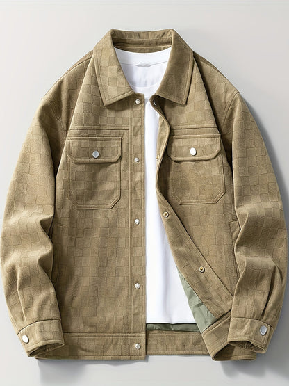 Leo Relaxed Fit Trucker Jacket | Checkered Button Front Trucker Jacket