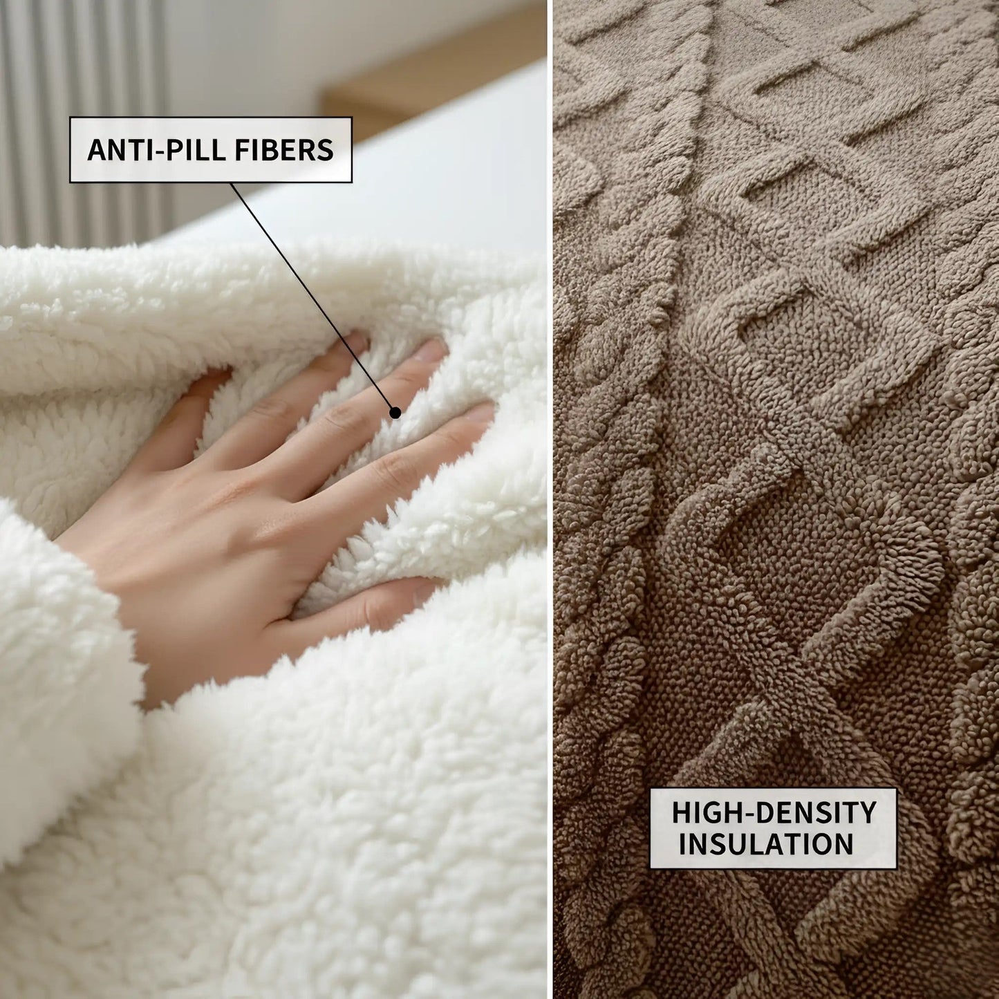 Contemporary Sherpa Throw Blanket with Diamond Texture