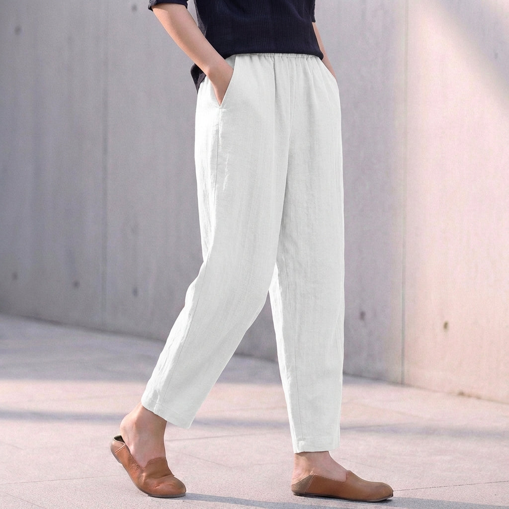 Desiree Relaxed Tapered Ankle-Length Trousers with Pockets