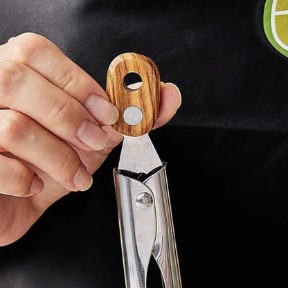Modern Wood Handle Cooking Tongs With Stainless Steel Body